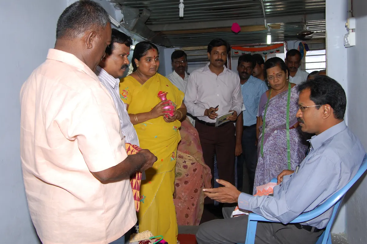 District Collector Mr. Palanichamy discussing livelihood programmes with NWDT leadership
